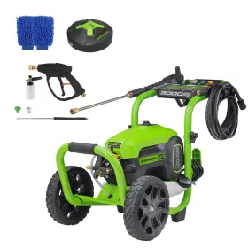 Pwa212 Greenworks 3000 Psi Corded Pressure Washer With Mitts And 15 Inch Surface Cleaner