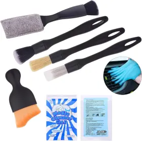 Fwcw006 Gzfatyong 6pcs Car Detailing Brush Set Soft Boars Hair Interior Brushes