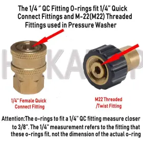 Hakatop 791262412778 100pk New Pressure Washer Orings Seal Kits For 14&38 Quick Coupler #3