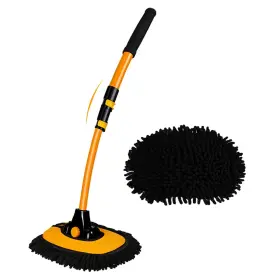 X01-yw Harazaqa 15 Curved Car Cleaning Brush With Telescopic Handle 43 Inch Back And Yellow