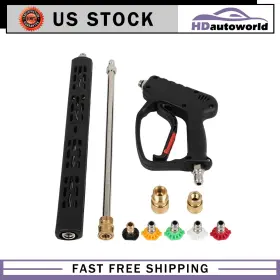 Hd180fg185d56 Hdautoworld Pressure Washer Gun With Extension Wands Swivel Quick Connect M22-14mm 3/8 Inch 4500psi Hd180fg185d56 Hdautoworld Pressure Washer Gun With Extension Wands Swivel Quick Connect M22-14mm 3/8 Inch 4500psi