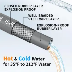 Heliwoo Wm-hxgsg--1#4-25ft-new 25ft 1/4 Inch Pressure Washer Hose 4200psi Flexible Wire Power #3