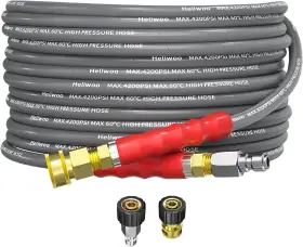 Heliwoo Wm-hxgsg--1#4-25ft-new 25ft 1/4 Inch Pressure Washer Hose 4200psi Flexible Wire Power