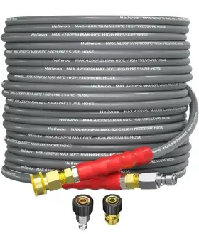 Heliwoo Wm-hxgsg--1#4-50ft 50ft 1/4 Inch Pressure Washer Hose 4200psi Flexible Wire Power