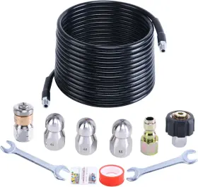 Hengyueshi 50ft Sewer Jetter Kit For Pressure Washer 1/4 Inch Npt 5800psi Water