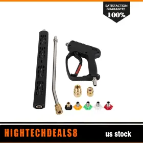 Htc18020756a Hightechdeals8 High Pressure Washer Gun 5000psi 3/8 Inch With Extension Wand Trigger Handle 1/4