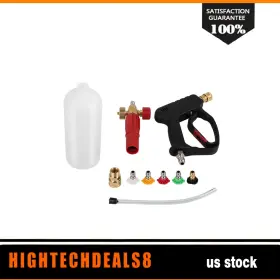 Htc18020982a Hightechdeals8 5000 Psi Short High Pressure Washer Gun With Foam Cannon Kit For Car Washing