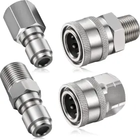 Hotop 711181311075 2 Sets Npt 3/8 Inch Stainless Steel Quick Connector Kit For Pressure Washers