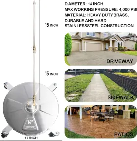 Hourleey 313094050098 14 Inch Pressure Washer Surface Cleaner Stainless Steel #2