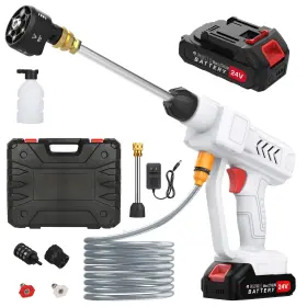 Housiwill 752674637623 Cordless Pressure Washer 6-in-1 Nozzle Portable Battery Powered Was