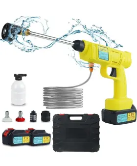 Cd-108 Huhomco Cordless Pressure Washer Gun 6 In 1 Nozzle 21v Power Cleaner With 2 4000 Mah Batte