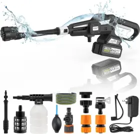 Hzg-p300 Hzg Cordless Pressure Washer 970psi Brushless With 3 Adjustable Levels