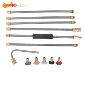 Icc1570002 Ign-club Pressure Washer Extension Wand Set 8ft Replace Lance With 5 Nozzle Tips 4000 Psi Us