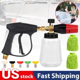 Ikaufen 980595003818 Pressure Washer Gun Car Wash Soap Lance Cannon Spray Jet Bottle Snow Foam Kit