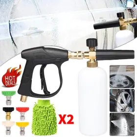 Ikaufen 982766092362 1/4 Inch Snow Foam Cannon Gun Car Wash Soap Lance Sprayer Pressure Washer Bottle Kit