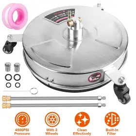 Imountek 737547595064 15 Inch Surface Cleaner 4000psi Stainless Steel Pressure Washer With 3 Wheels& 2 Wands #3