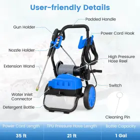 Hcst05227 Ironmax Electric Pressure Washer With Wheels 5 Quick Connect Nozzles Soap Bottle Spray Gun #2