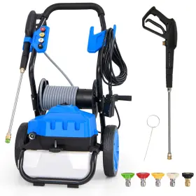 Hcst05227 Ironmax Electric Pressure Washer With Wheels 5 Quick Connect Nozzles Soap Bottle Spray Gun
