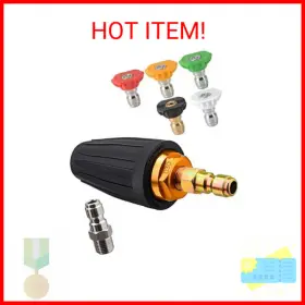 Jansamn 720226088612 Pressure Washer Turbo Tip 3000psi Nozzle Kit 360 Rotating Presure