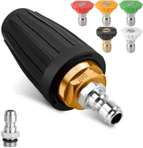 Jansamn Hu-xi-201 Pressure Washer Turbo Tip Max 4000psi Nozzle Kit 360 Rotating Presure Was