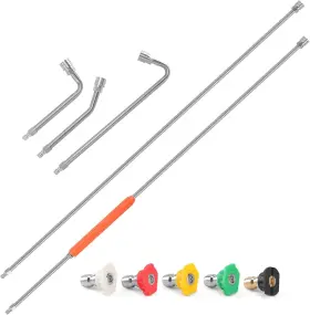 Jeruifox 027685943347 120ftft Gutter Cleaning Wand Kit With 5 Nozzles And Curved Rods For Pressure Washe