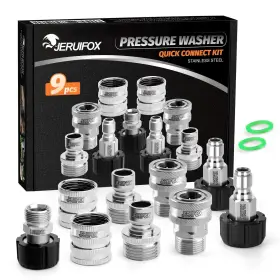 Jeruifox 679070010075 Pressure Washer Quick Connect Kit Stainless Steel Hose Adapt