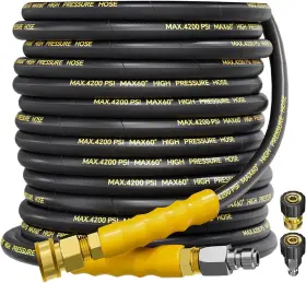 Jinhui 445006150183 4200psi Pressure Washer Hose 50ft With 3/8 Inch Swivel Quick Connect For Cold/hot Wa