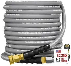 Jinhui 700398184862 3/8 Inch 4800psi Pressure Washer Hose With Swivel Quick Connect For 50ft Gray