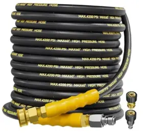 Jinhui 700398184923 4200psi Pressure Washer Hose With 3/8 Inch Swivel Quick Connect For Cold/hot 50ft