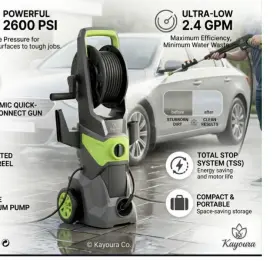 Ky-pw-x1 Kayoura Corded Electric Pressure Washer 2600 Psi Hose Reel Tss