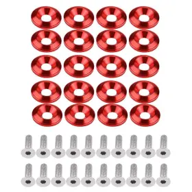 Keenso 719855932335 20pcs Aluminum Bumper Washer Bolt Kit Engine Bay Dress Up Red Finish