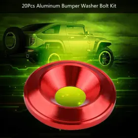 Keenso 798382498965 20 Pcs Aluminum Bumper Washer Bolt Engine Bay Dress Up Kit Red #2