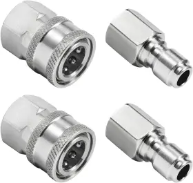 Kompmp 313107730733 4 Pcs Pressure Washer Quick Connect 3/8 Inch - Stainless Steel Npt Adap