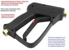 875121440 Legacy Pressure Washer Trigger Gun Ind. 5000 Psi-10.4 Gpm 3/8 Inch Inlet 1/4 Out