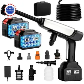 Pw-01 Leoter Cordless Pressure Washer 2pcs 4.5ah 21v Battery Charger 6-in-1 Nozzle Portable