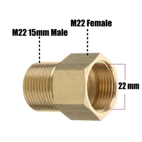 M Mingle 002130278986 Pressure Washer Coupler Metric M22 15mm Male Thread To 14mm Fema #2