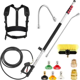 M Mingle 445014122165 20 Ft Telescoping Pressure Washer Wand With Gutter Cleaner Brush Head
