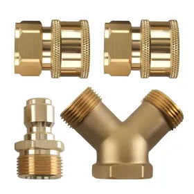 Maxpeedingrods 2wcqgz Brass Pressure Washer Adapter 3/8ftft Quick Coupler Y-splitter Dual User 5000 Psi