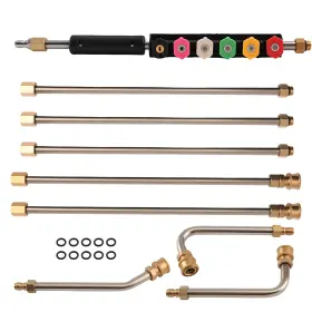 4ruk12 Maxpeedingrods 4000psi Pressure Washer Wand Extension 97in 6 Straight 3 Curved Rods Tips