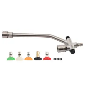 5ah2eh Maxpeedingrods Dual-use Foam Spray Wand Dual Connect Double Tip With 5 Nozzles 4000 Psi Stainless