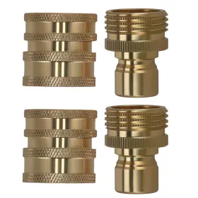 Maxpeedingrods 68wlzn Brass Quick Release Adapter 3/4 Inch To 1/2 Pressure Washer Garden Hose 4pcs