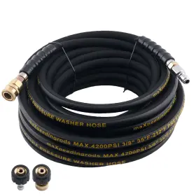 Maxpeedingrods Mnc63r 50ft 3/8 Inch Pressure Washer Hose Extension 4200psi Super Flexible With Coupler