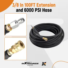 P40s3d Maxpeedingrods 2 Wire Braid 6000psi Hightem Water Pressure Washer Hose Non-marking 3/8 Inch X 100ft