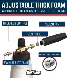 Mckillans 747465464793 Professional Snow Foam Cannon Adjustable Lance Pressure Washer Jet Wash With #2