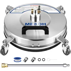 0106.1406.0 Mekoh 14 Pressure Washer Surface Cleaner 4500psi 4 Wheels Stainless Steel Power Wa