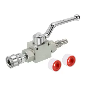 Metallixity 636939784928 High Pressure Washer Ball Valve Kit Steel Hose W Tapes 1/4 Inch