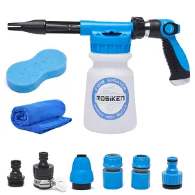 Fg002 Mosiken Blue Car Wash Foam Gun Sprayer Kit With Sponge And Towel Snow Blaster For