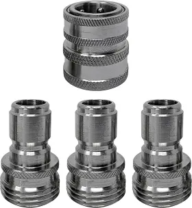 24.5007 Mtm Hydro Pressure Washer Adapter Set For Garden Hose 4 Piece 3/4 Inch Quick Connect