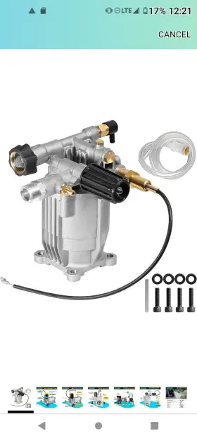 Muturq 761594462376 3/4 Inch Shaft Horizontal Pressure Washer Pump Easy Adjust 2000-3000 Psi