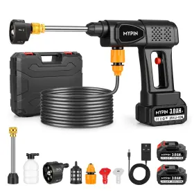 2x3.0ah Mypin Ce0418 Portable Cordless Pressure Washer 600 Psi 21v Rechargeable Batteries